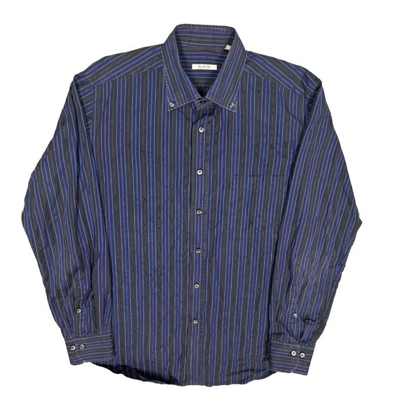 Pal Zileri Other - Pal Zileri Dress Shirt Button Down Striped Cotton Long Sleeve Blue 16.5 Large